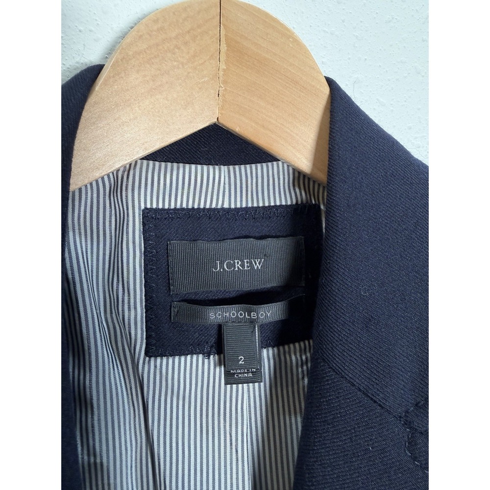 J Crew Schoolboy Blazer Womens Sz 2 Wool Blend Gold Buttons Navy Classic Preppy - Picture 4 of 9